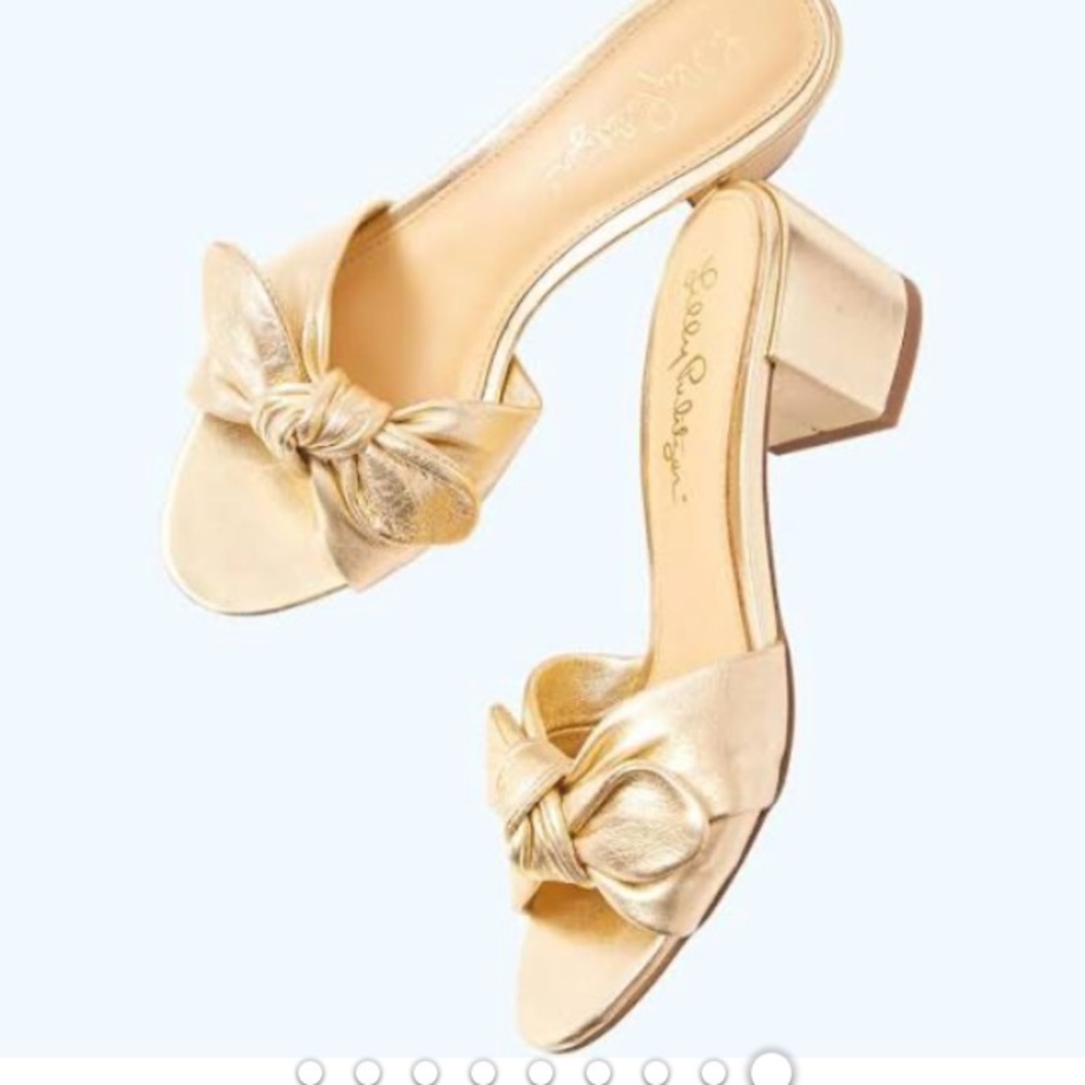 Lilly Pulitzer Gold Kyra Slide Sandal- never worn